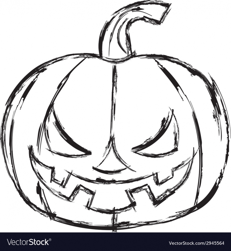 Эскиз тыквы на хэллоуин