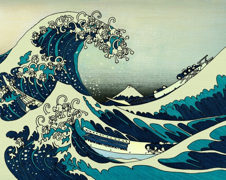 Японские волны эскиз