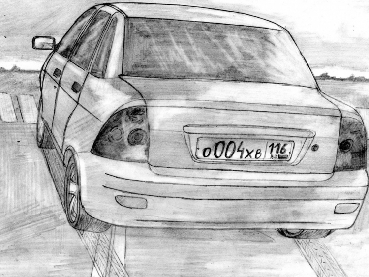 Приора спереди рисунок
