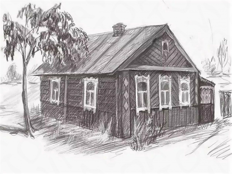 Как нарисовать деревенский домик