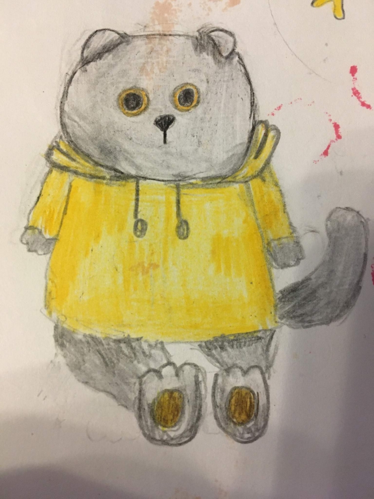 Кот Басик нарисованный