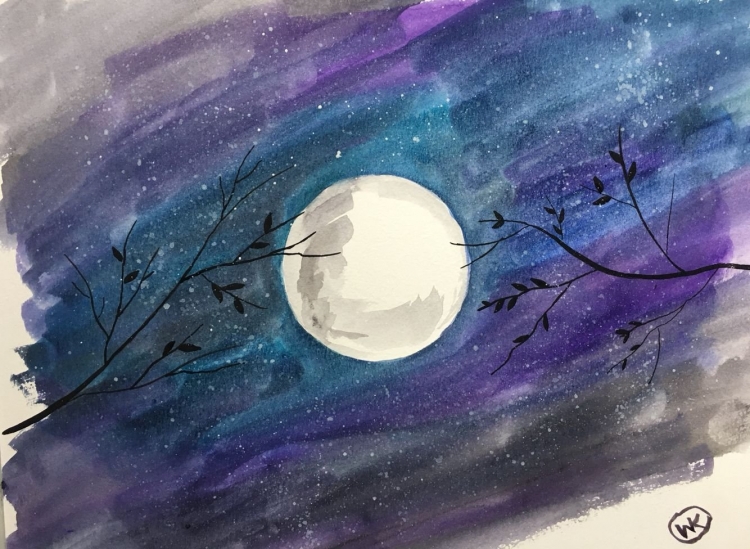 Как нарисовать луну гуашью