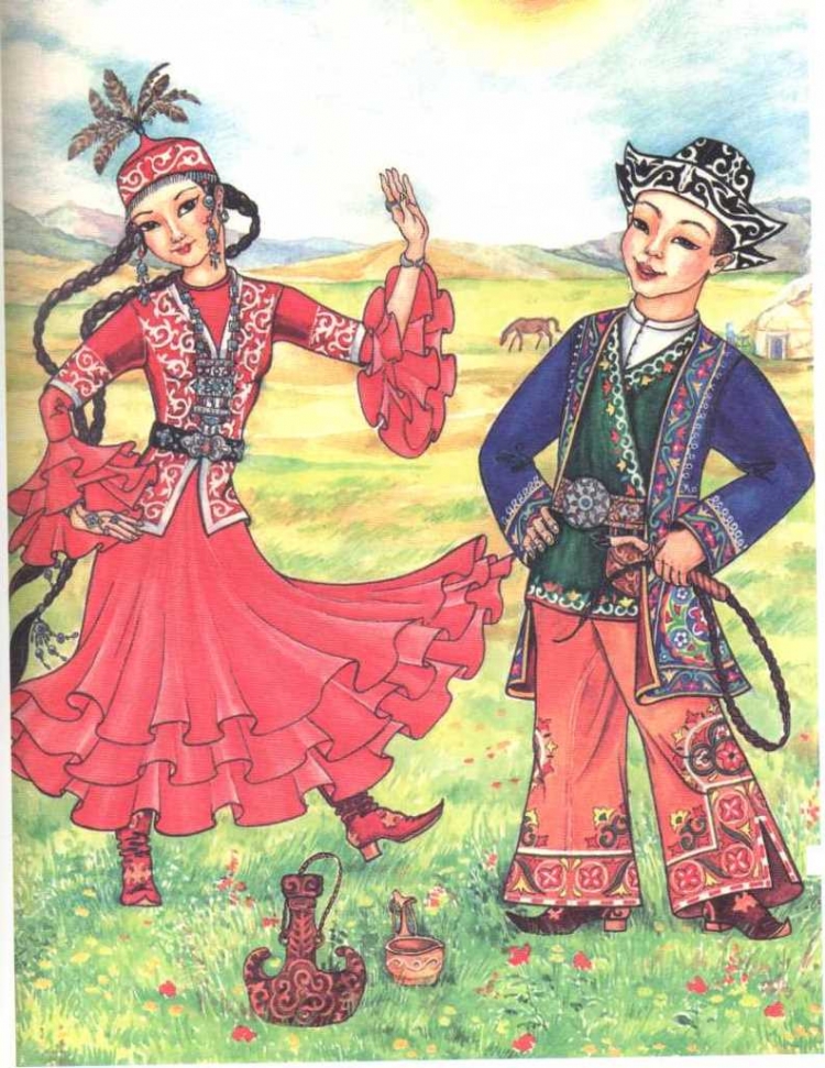 Как нарисовать казахский национальный костюм