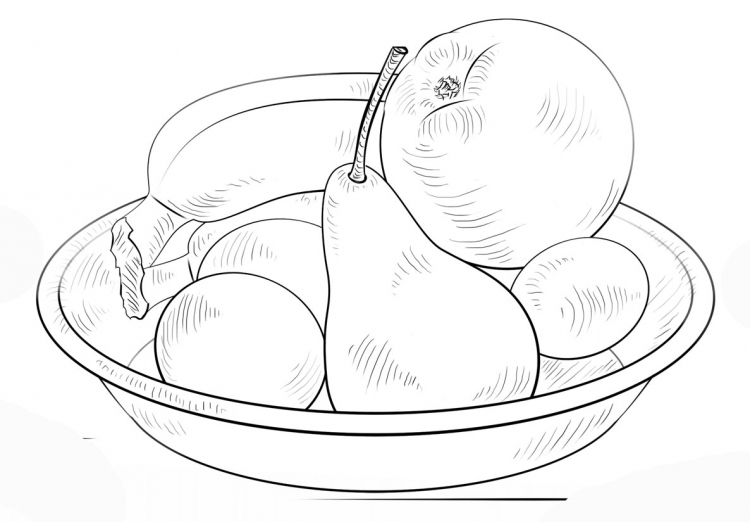 Как нарисовать тарелку с фруктами