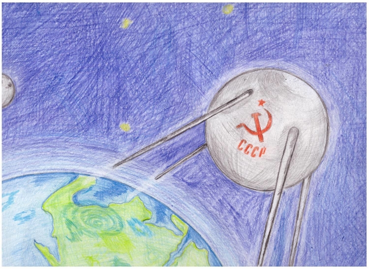 Как нарисовать спутник в космосе для детей