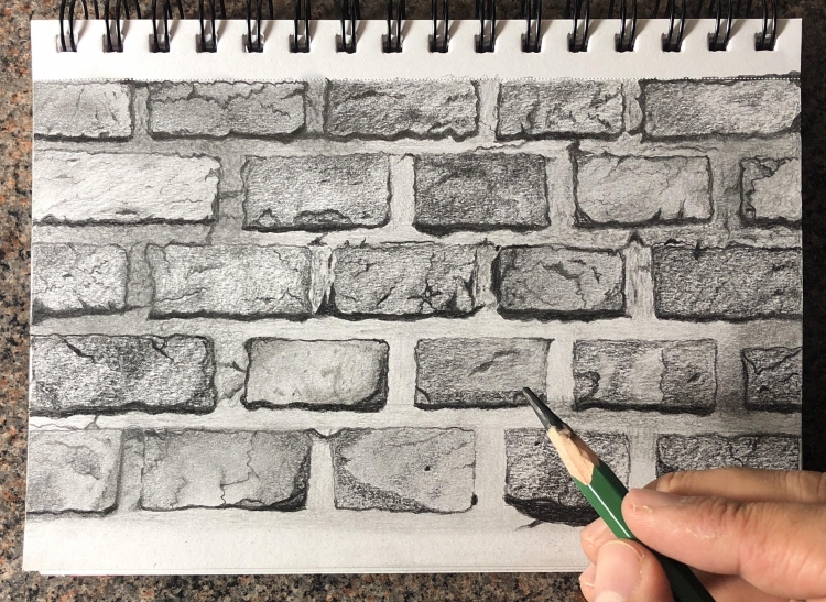 Как нарисовать кирпичную стену карандашом