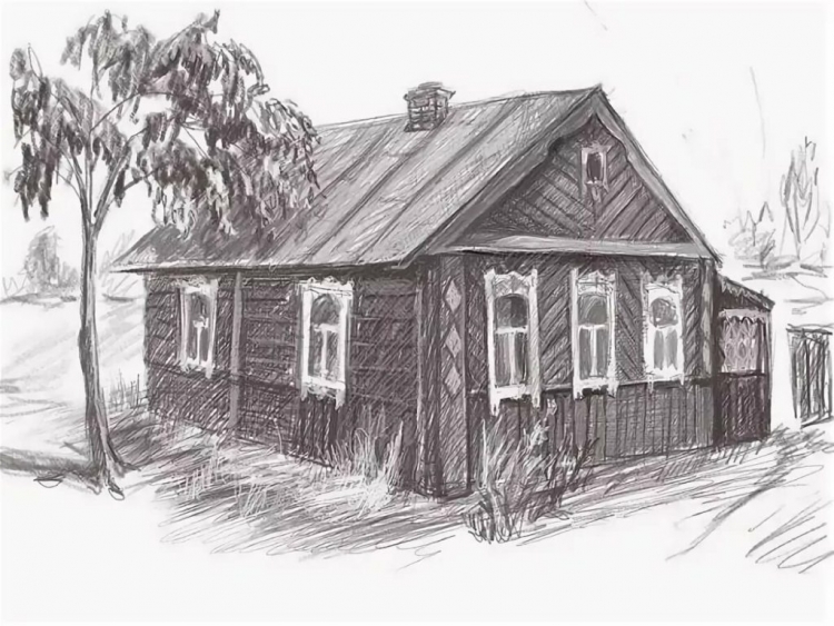 Как нарисовать дом в деревне