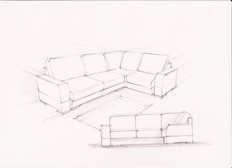 Как нарисовать угловой диван