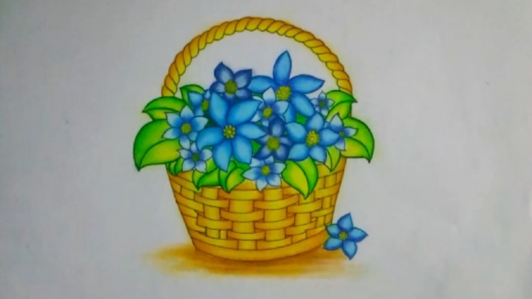 Нарисовать корзину с цветами