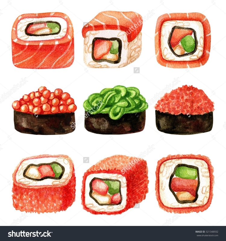 Суши нарисованные