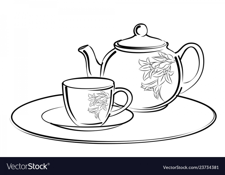 Нарисовать чайный сервиз рисунок