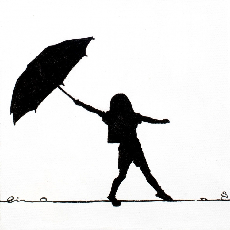 Трафарет девочка с зонтиком