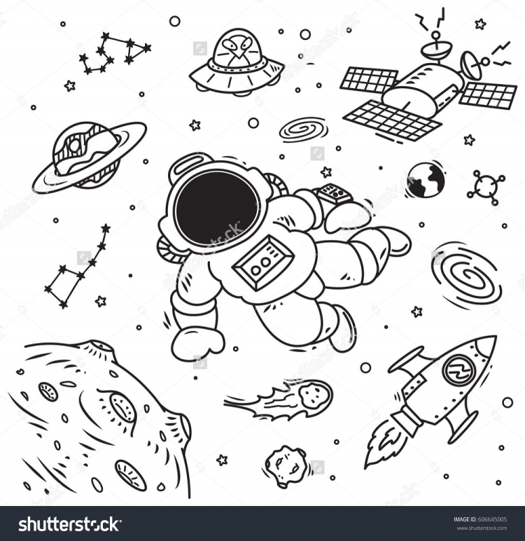 Рисунок на тему космос чб