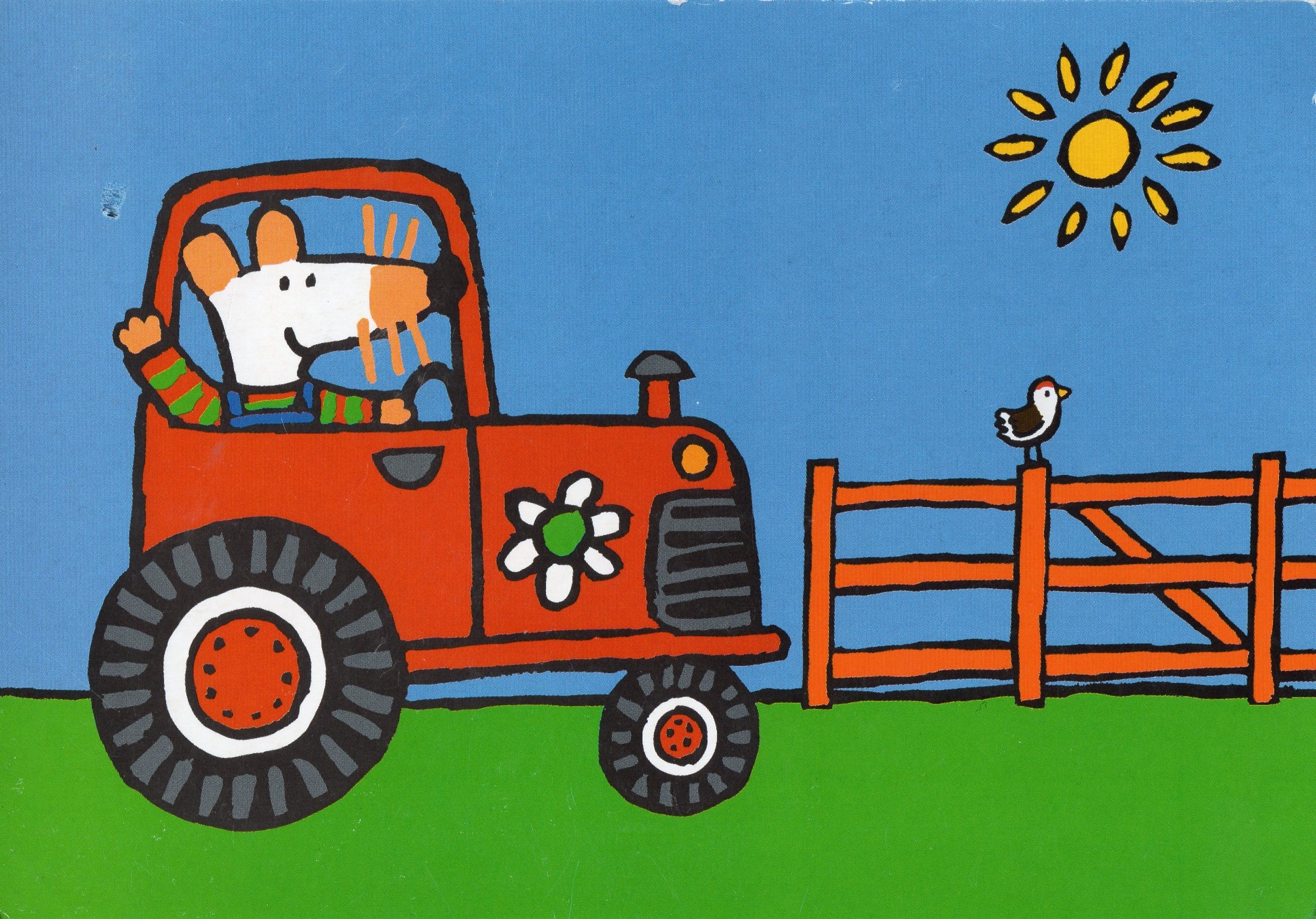Красный и синий трактор. Синий трактор. Трактор мультяшный. Веселый трактор. Открытка с трактором.