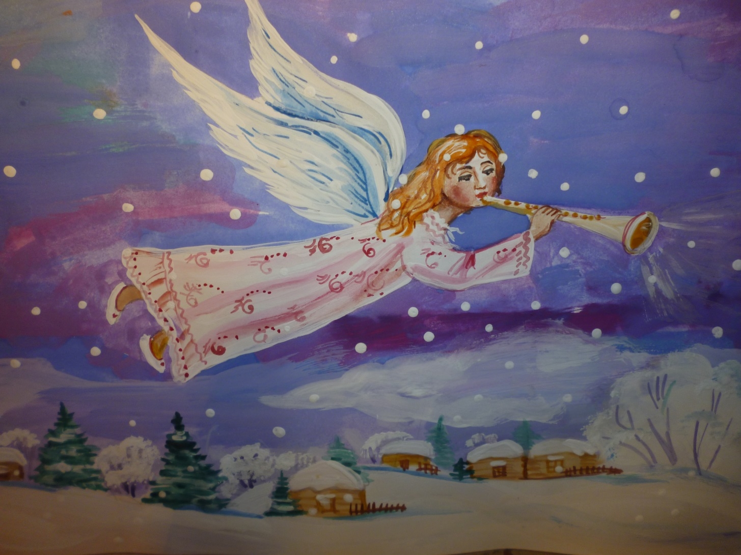 Как нарисовать ангела на Рождество