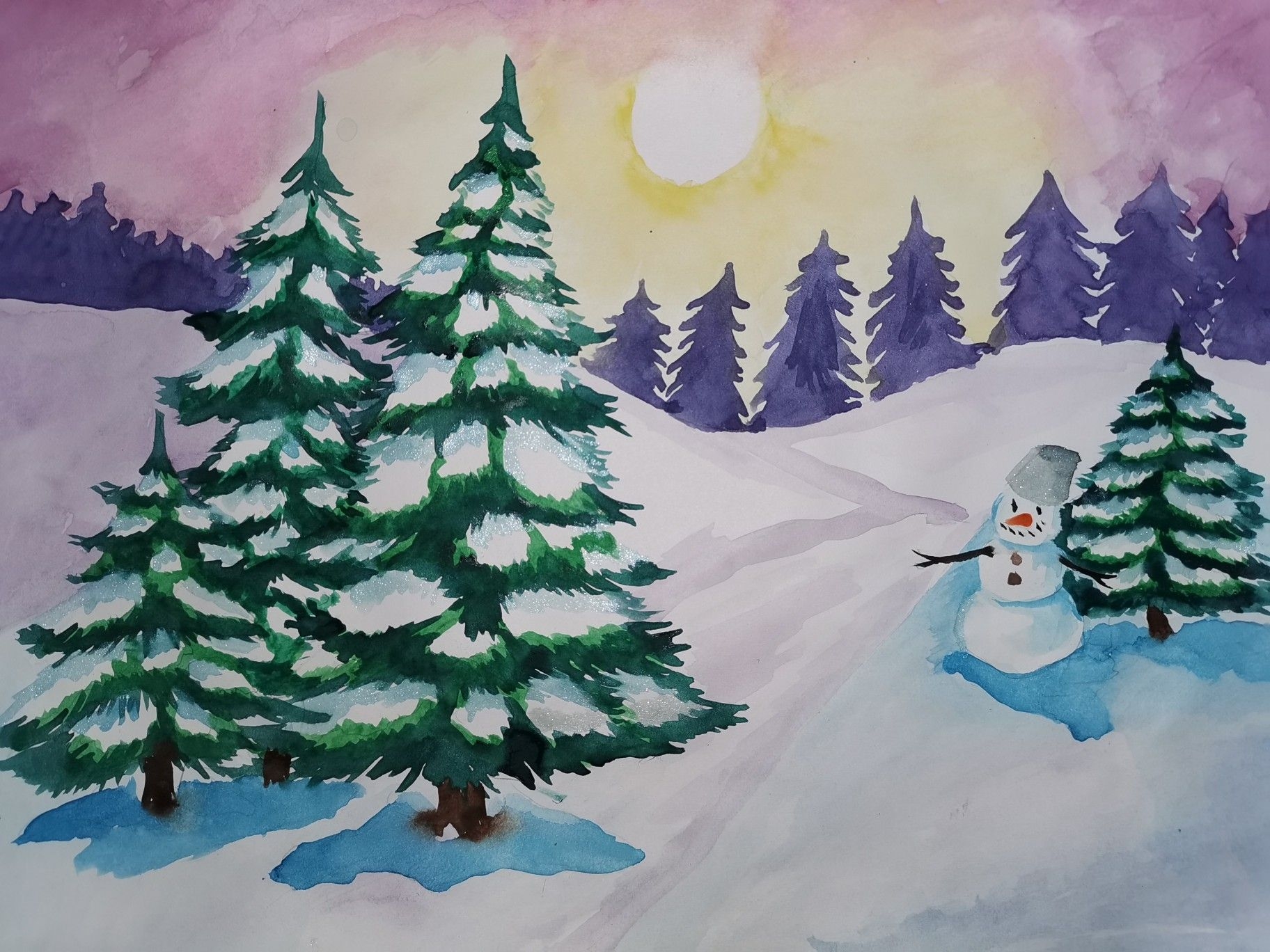 Рисунок на тему красота зимы простой (48 фото) » рисунки для срисовки на aikimaster.ru