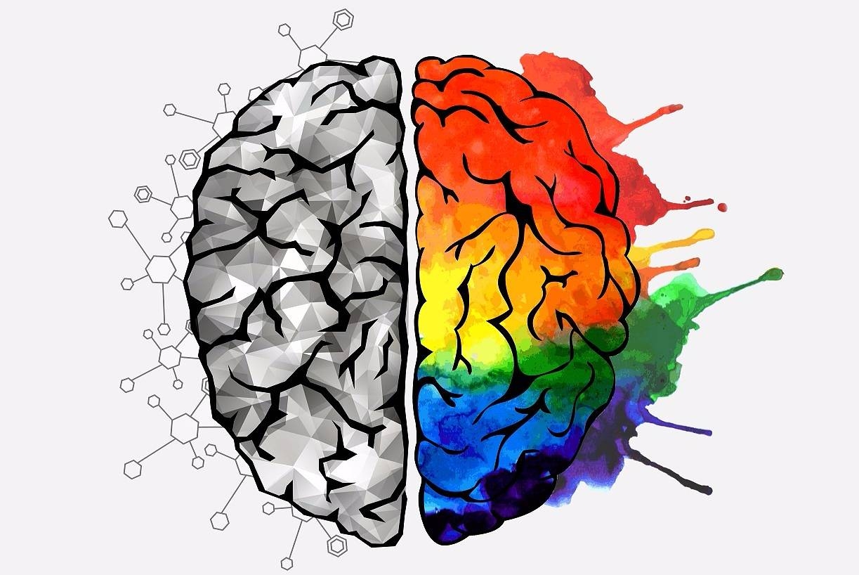 Левое полушарие мозга инсульт. Полушария мозга. Креативный мозг. Цветной мозг. Левое и правое полушарие мозга.