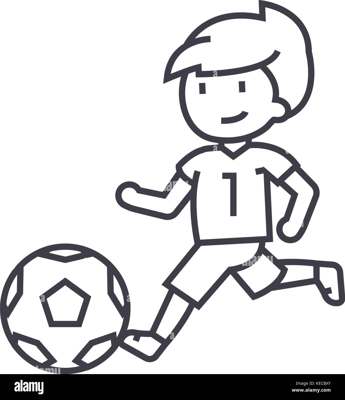 Детский рисунок футболиста с мячом