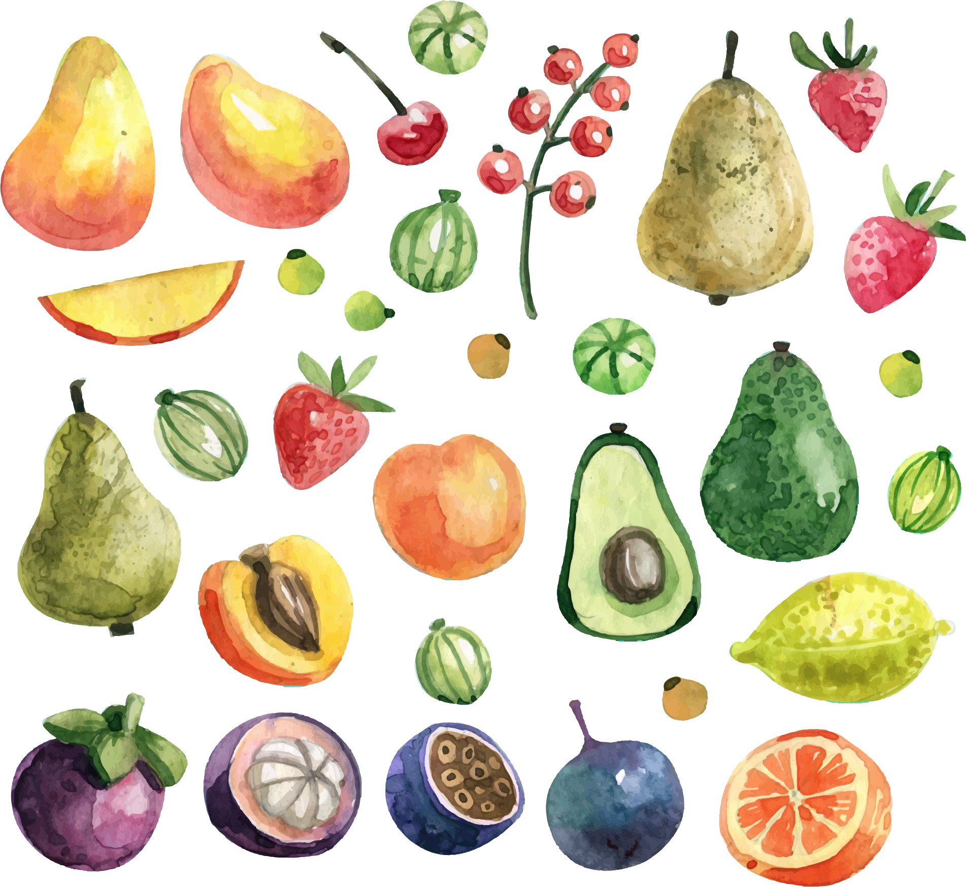 Покажи фрукты нарисованные. Фрукты и овощи акварелью. Акварельные фрукты. Наклейки фруктов и овощей. Иллюстрированные овощи и фрукты.