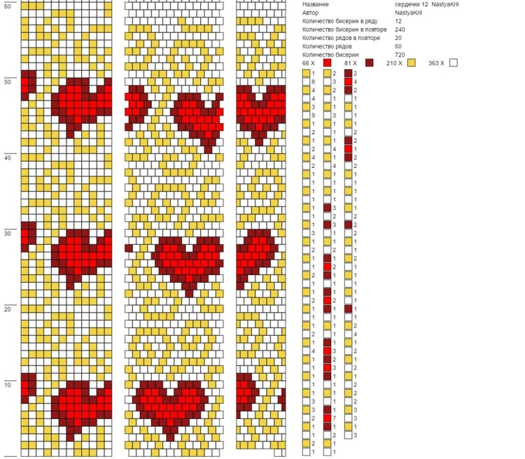 Узор сердечко из бисера