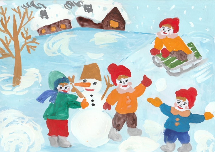 Детские забавы зимние рисунки
