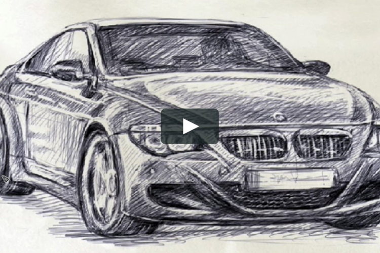 Современный автомобиль карандашом