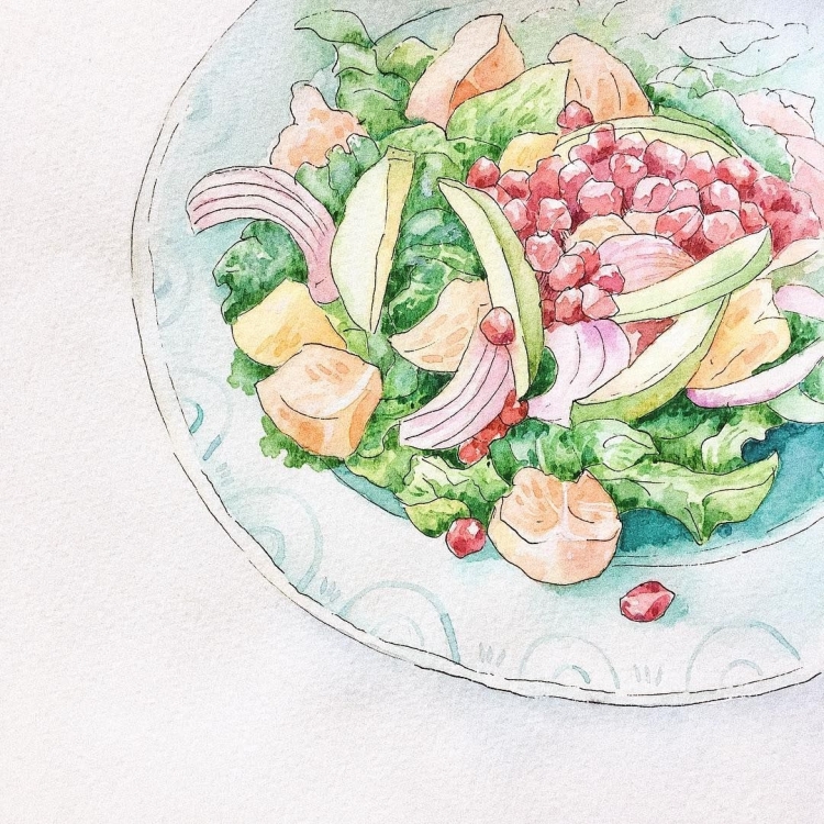 Рисунок салат цезарь карандашом