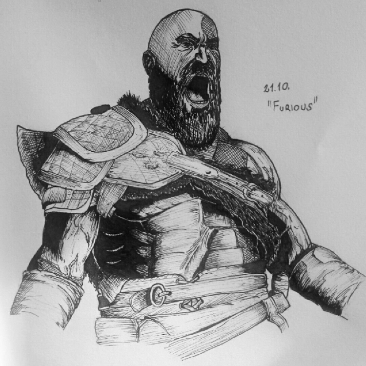 Кратос раскраска God of War 4