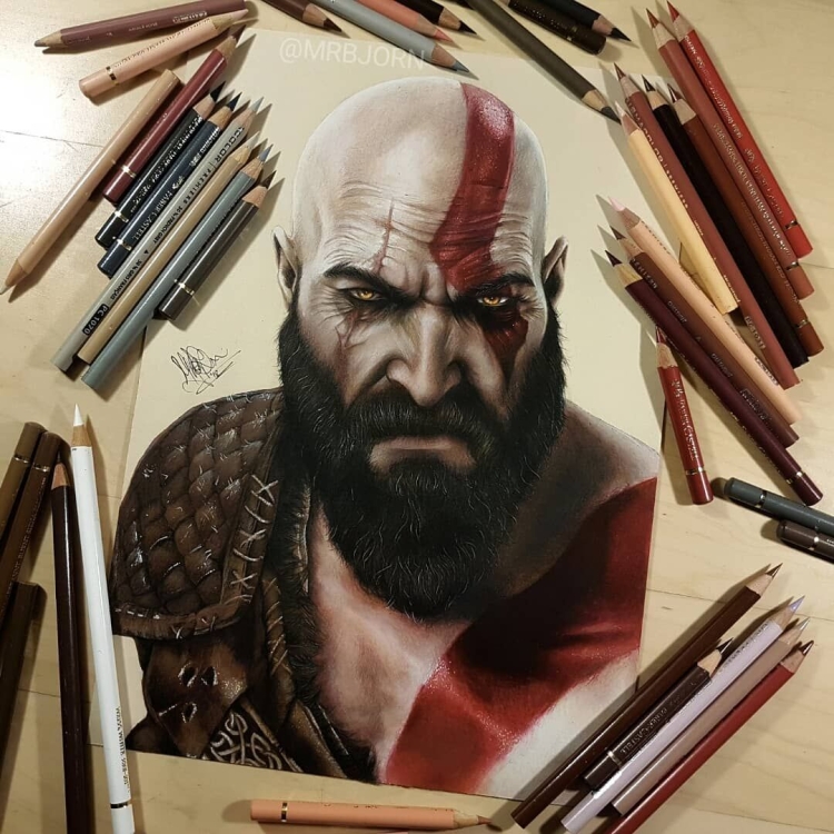 Кратос God of War 4 арт ярость