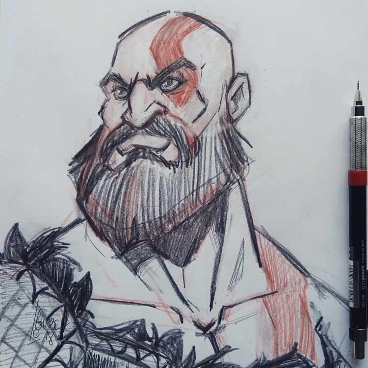 Кратос лицо рисунок