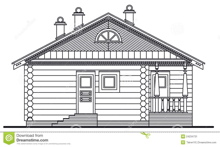 Деревянный дом рисунок карандашом
