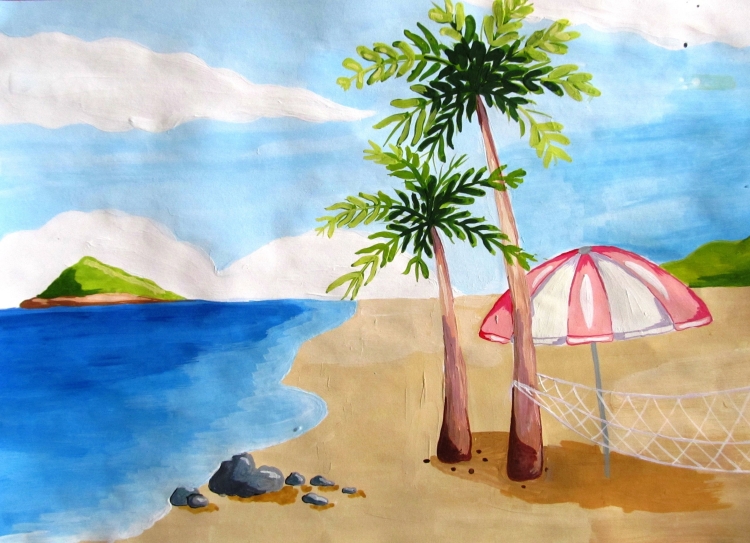 как нарисовать пляж