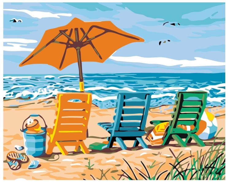 Рисунок море и пляж для детей