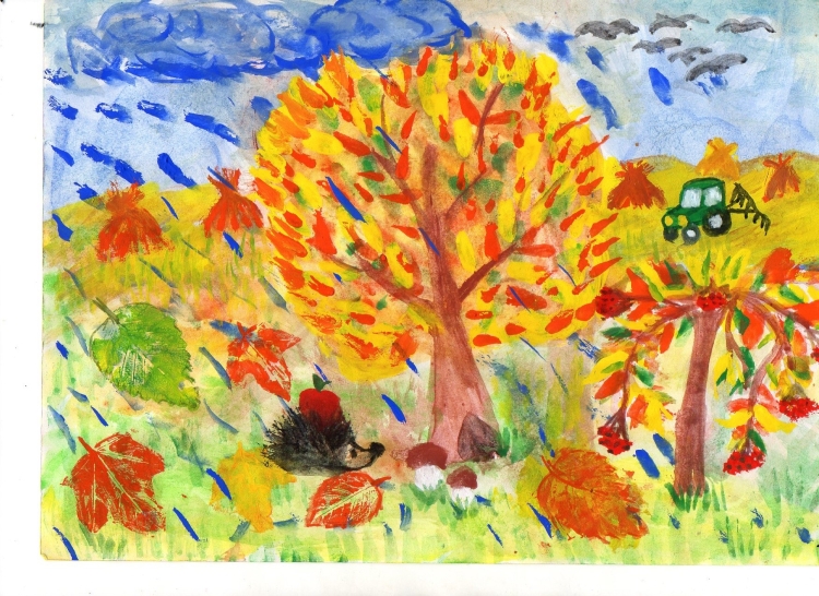 Детские рисунки осень в лесу
