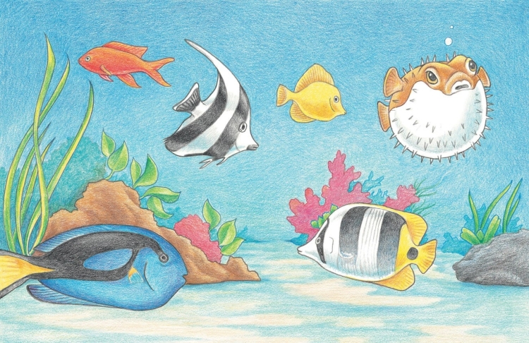 Аквариум детские рисунки с рыбками