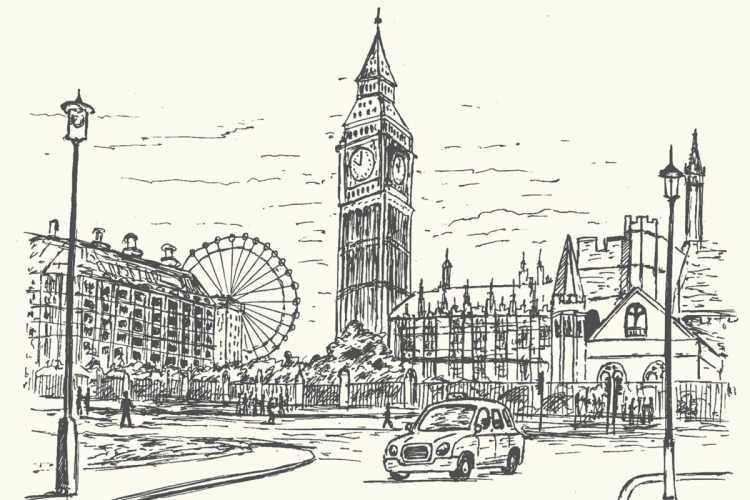 Лондон рисунок карандашом
