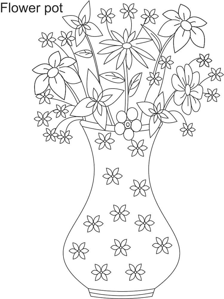 Шаблон ваза с цветами