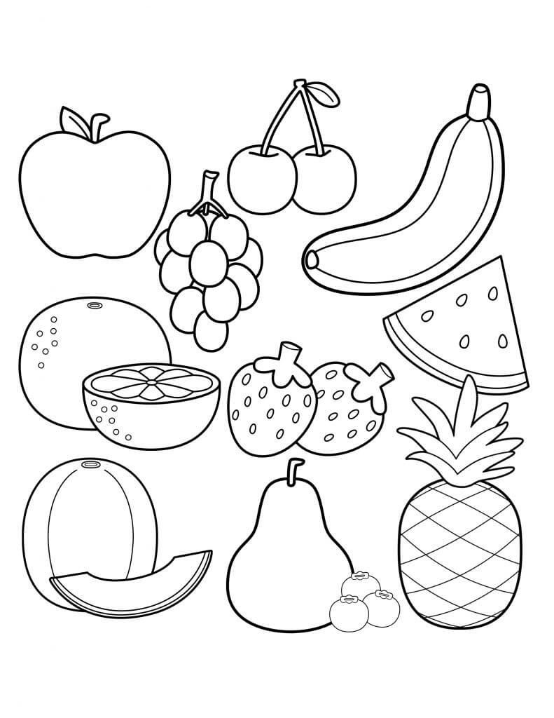 Раскраски фрукты и овощи
