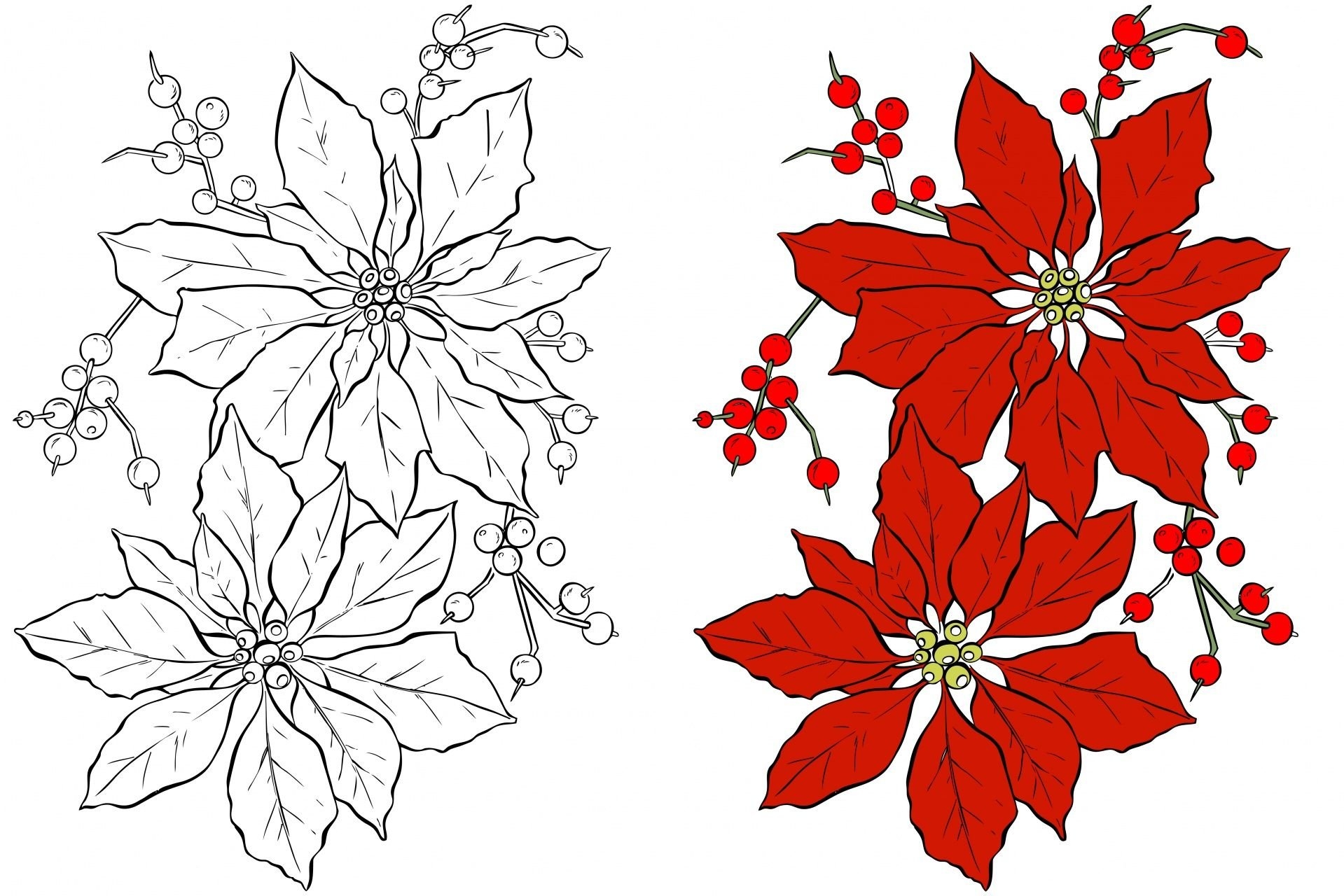 Пуансеттия Рождественский цветок из фетра DIY МК Новогодние поделки Новогодние цветы для декора
