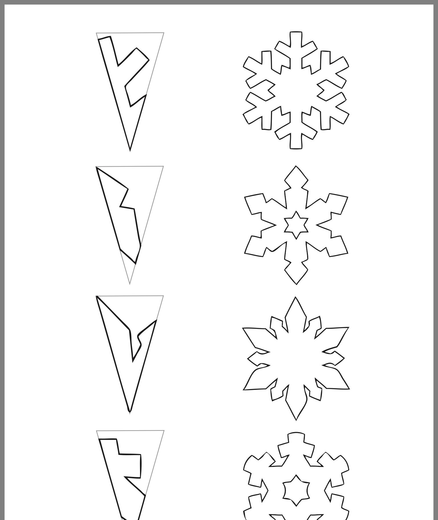 Вырезание снежинок из бумаги (шаблоны)