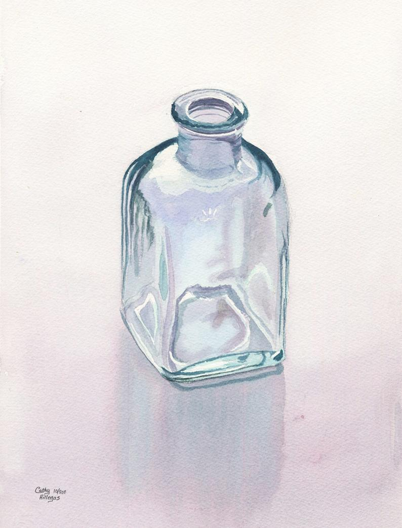 Прозрачное рисование. Стеклянная бутылка акварелью. Стеклянные предметы акварелью. Прозрачная бутылка акварелью. Стеклянный флакон акварелью.