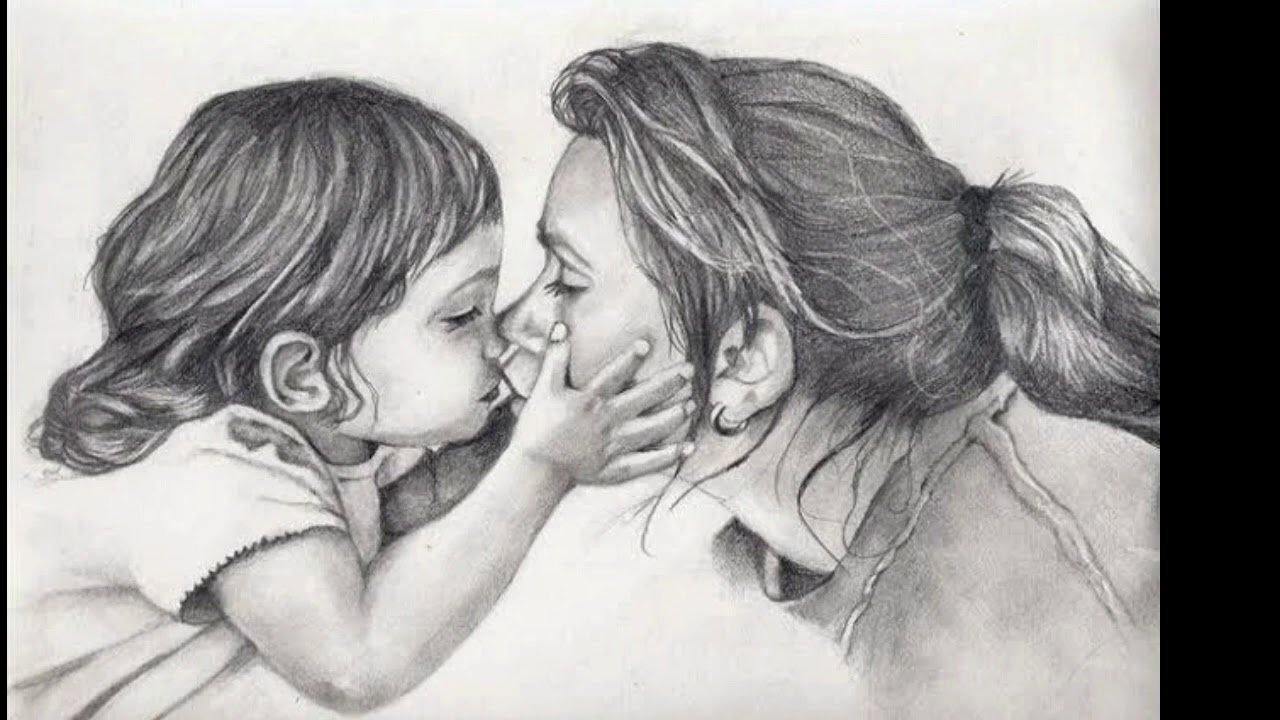 Рисунок мама и дочь карандашом - 85 фото