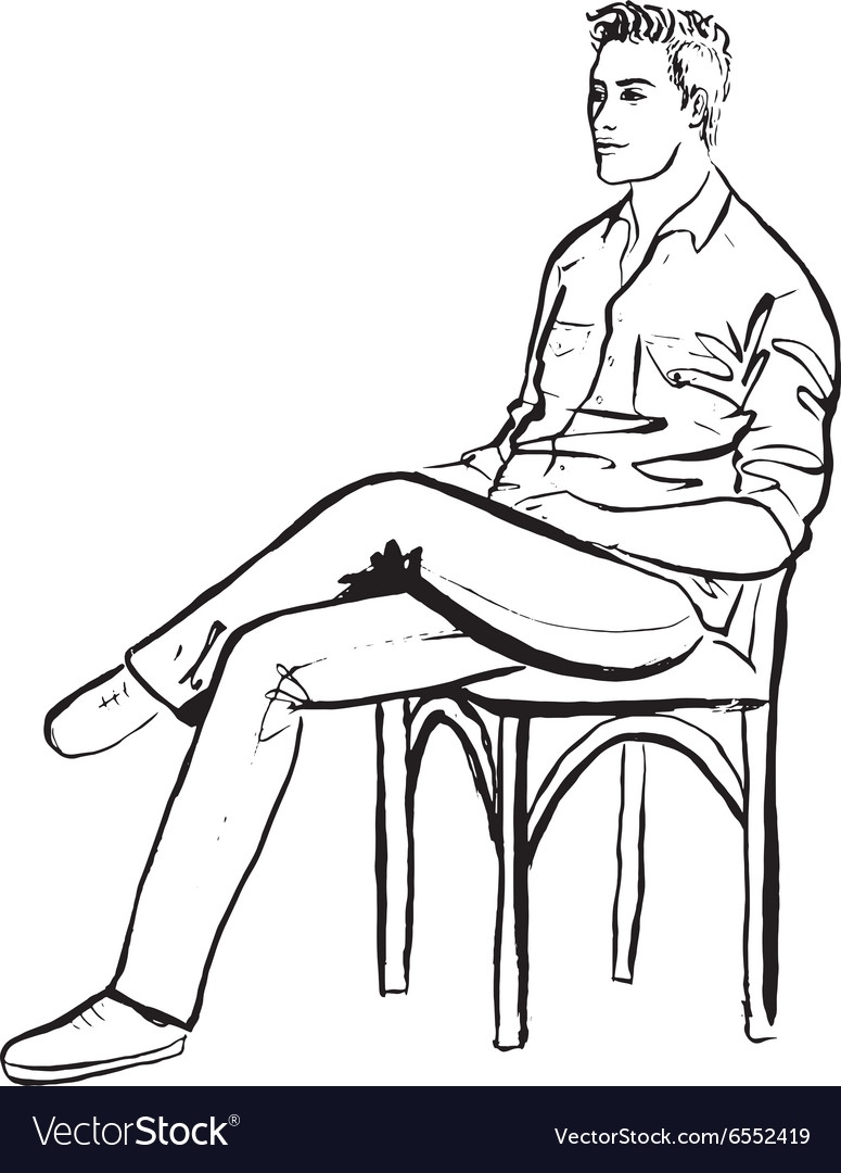 Человек сидящий на стуле рисунок карандашом - 58 фото