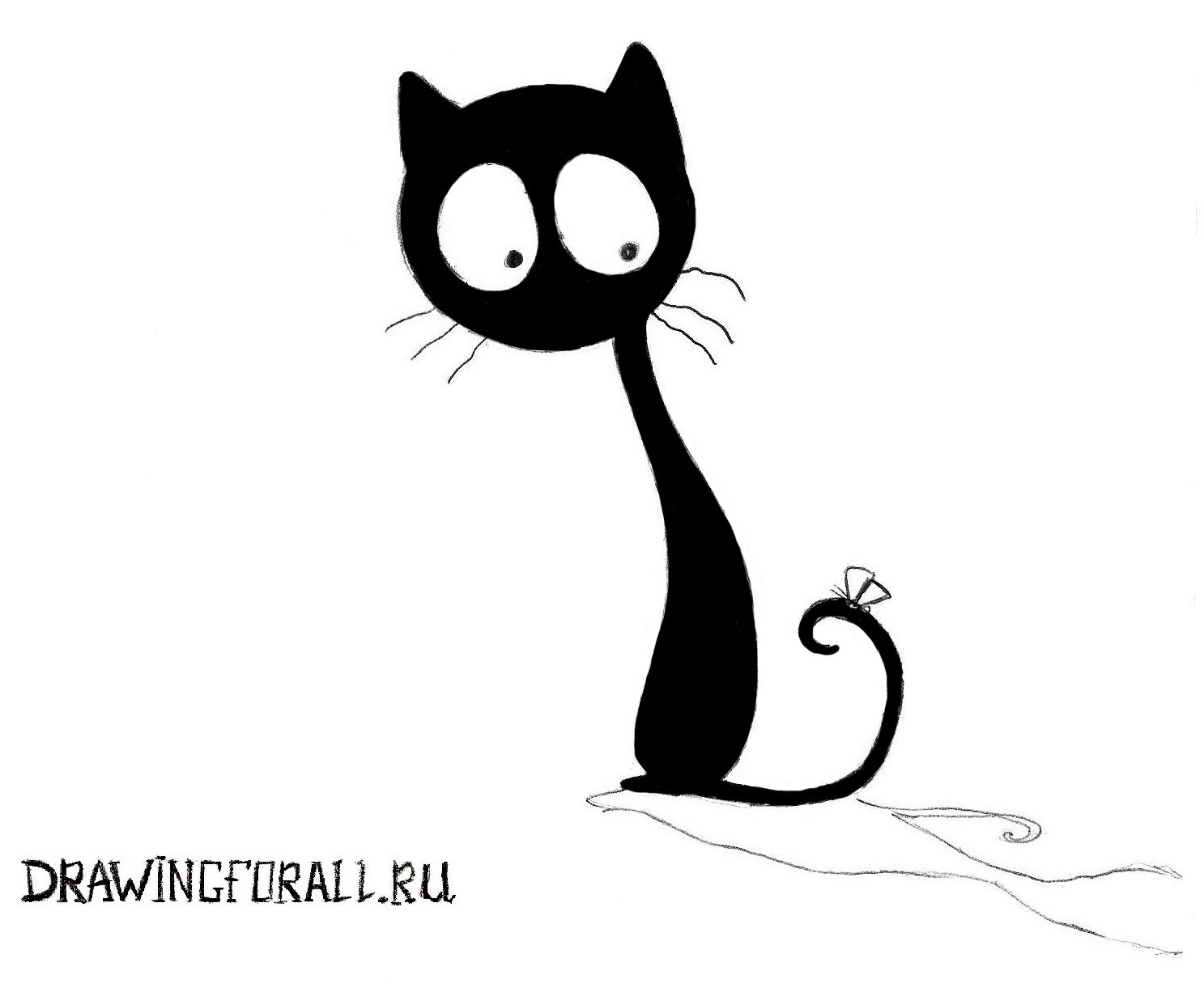черный кот для срисовки