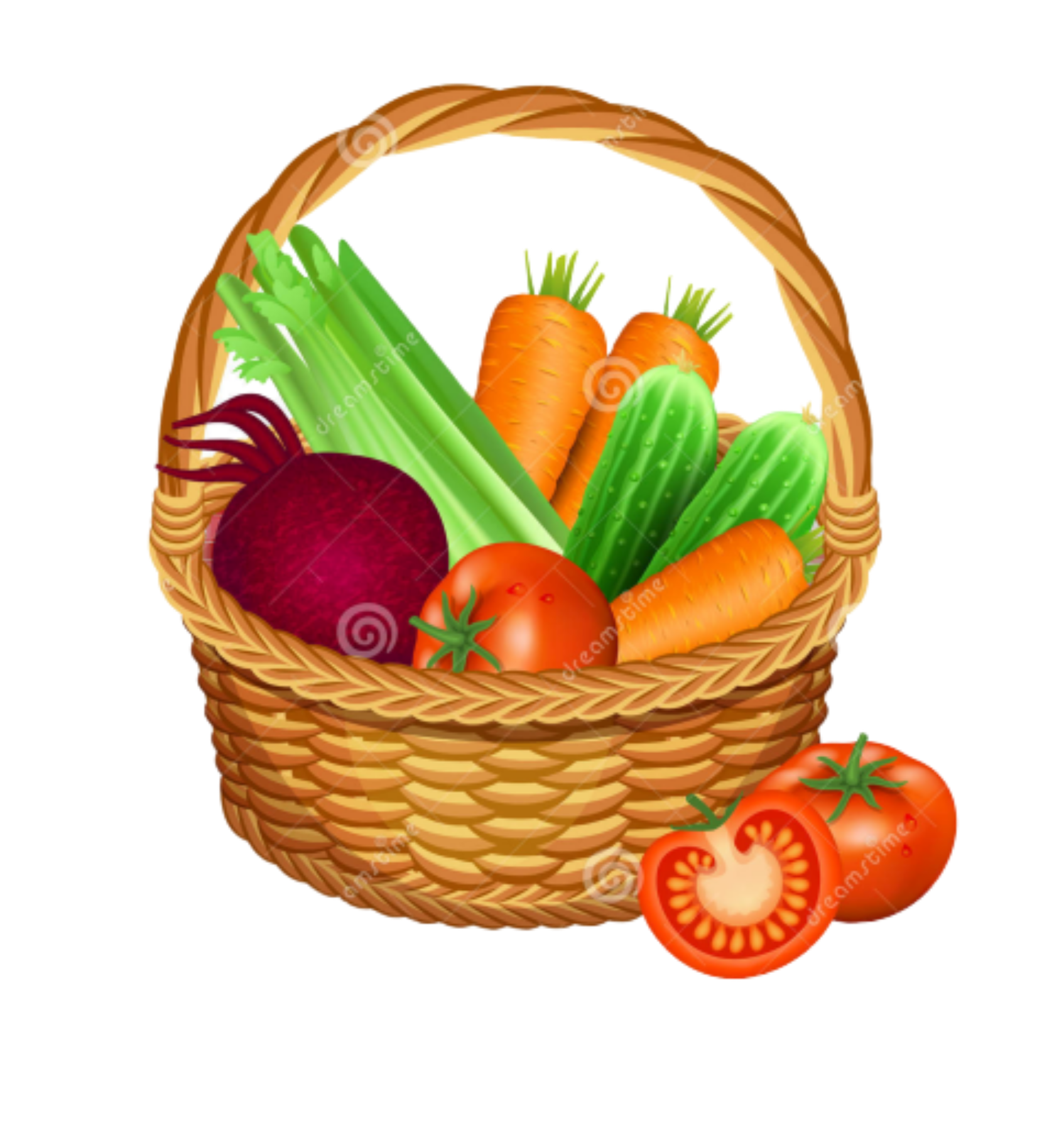 Раскраска овощи и фрукты, корзина с овощами для детей