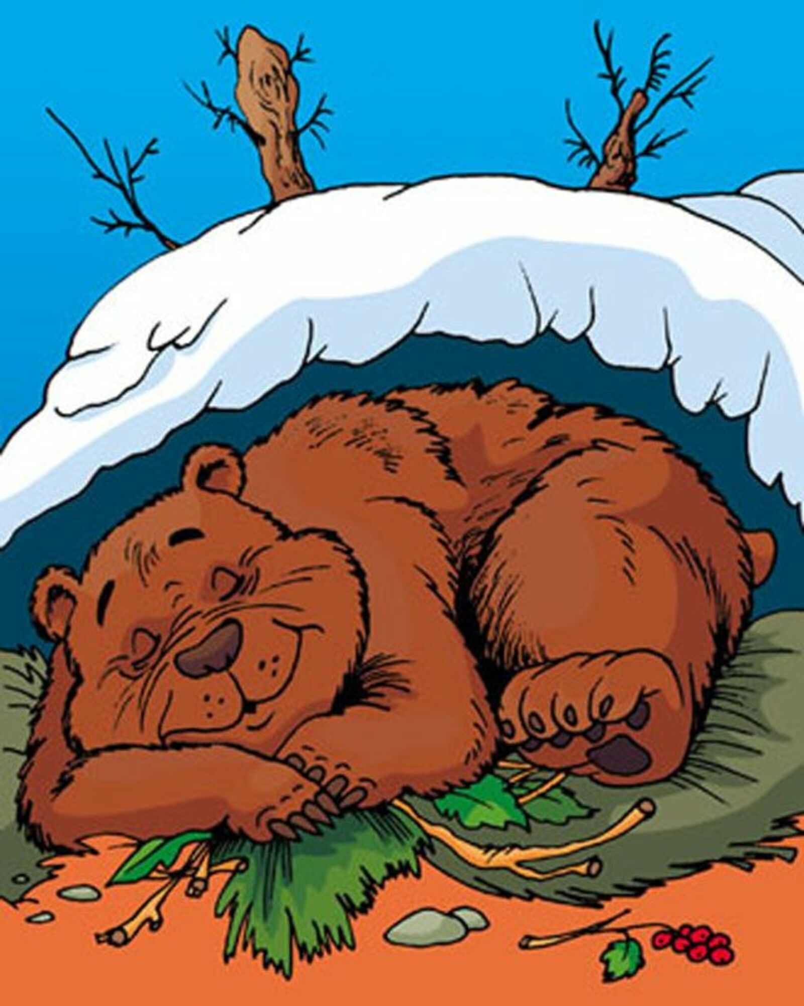 раскраска Златовласка спит в постели с маленьким медвежонком смотрел на нее