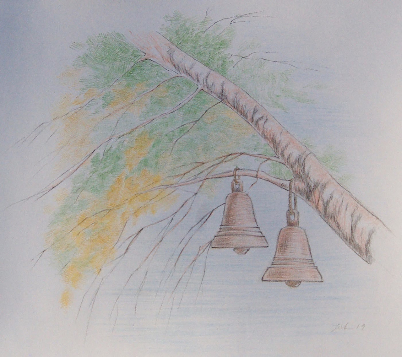 Рисунки звона. Перезвоны рисунок. Рисунок Вешние звоны это. Колокол на дереве. Колокольное дерево.