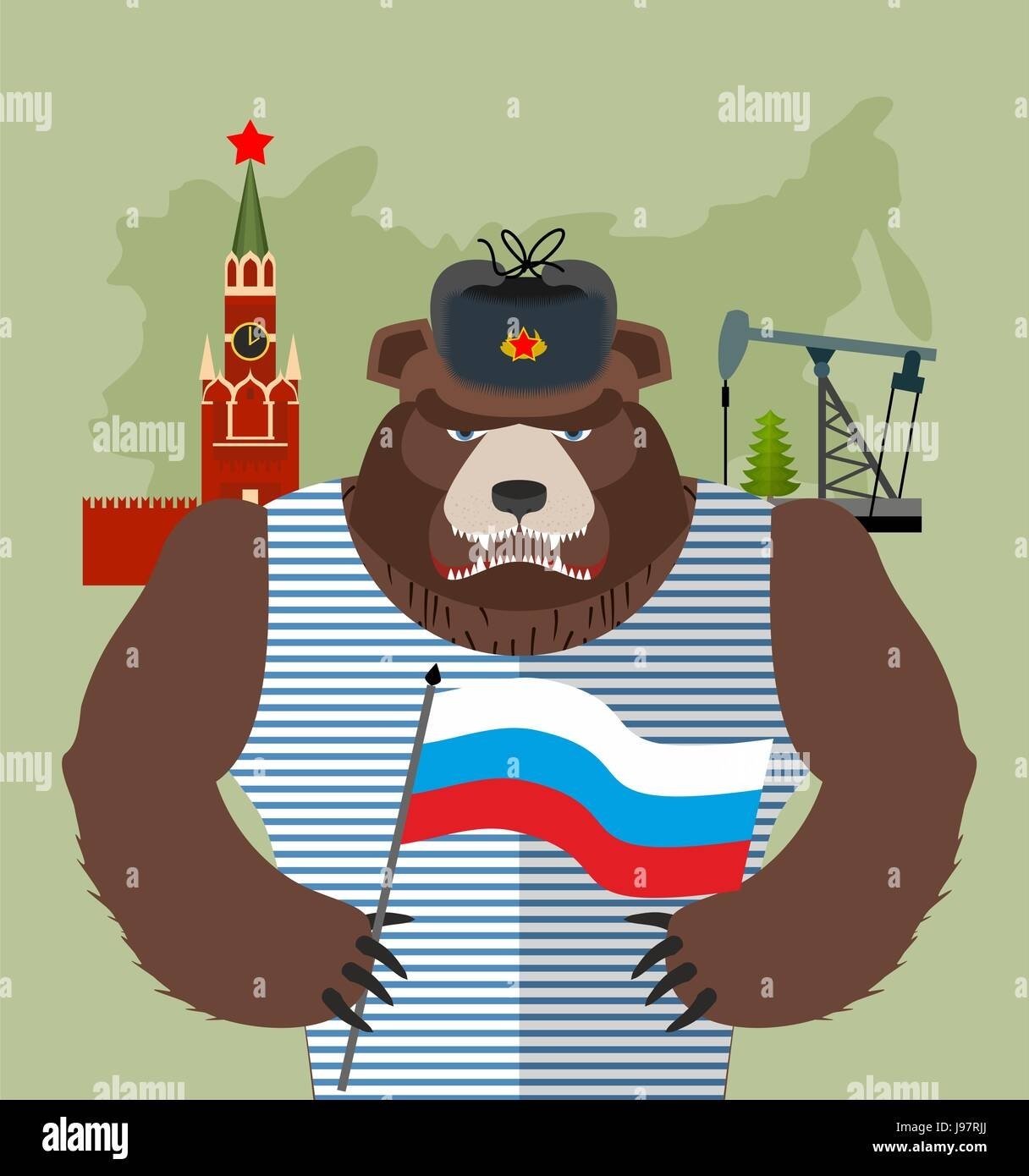 Русский медведь в ушанке
