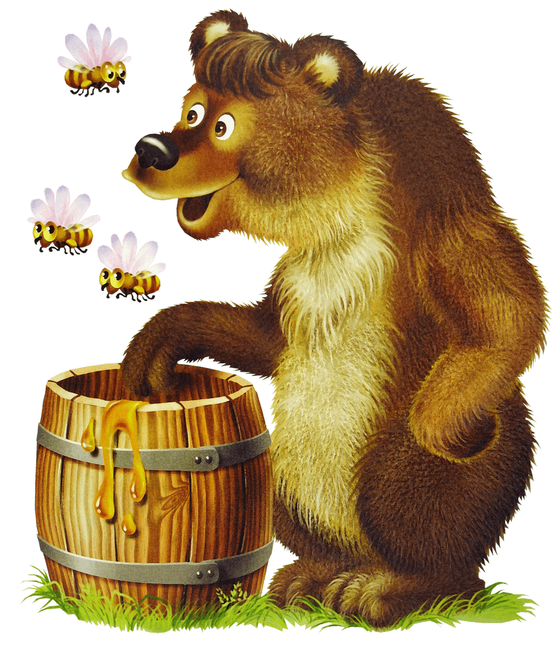 Медведя пчела мед. Медведь для детей. Медверь с бочонком меда. Медведь рисунок.