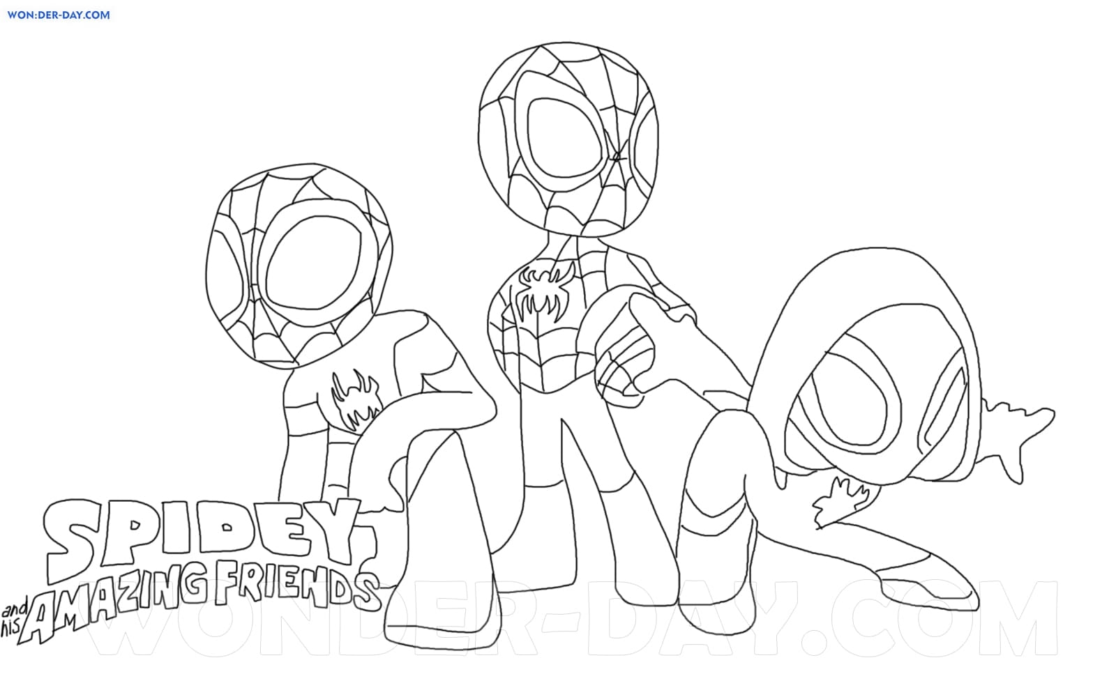 Раскраска команда Человека паука